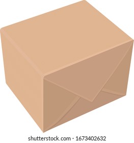 Ilustración vectorial de una caja de cartón hecha de papel artesanal