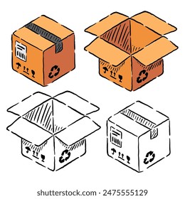 vector illustration of a cardboard box for packaging with a very unique but elegant retro design style