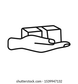 Vector illustration of cardboard and box sign. Web element of cardboard and hand vector icon for stock.