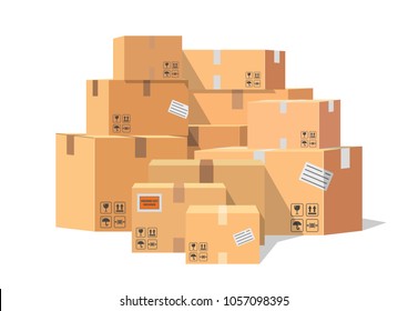 Vector illustration. Cardboard boxes isolated on white background.