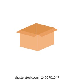 Ilustración vectorial de cajas de cartón: una caja vacía abierta, lista para ser enviada o envuelta en regalo. Diseño sobre un fondo blanco, Plantilla para la entrega del producto
