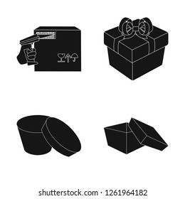 Vector illustration of cardboard and delivery  icon. Set of cardboard and label stock symbol for web.