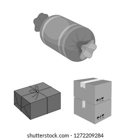 Vector illustration of cardboard and delivery  icon. Collection of cardboard and label stock symbol for web.