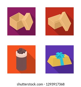 Vector illustration of cardboard and delivery  logo. Set of cardboard and label stock symbol for web.