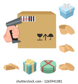 Vector illustration of cardboard and delivery  symbol. Collection of cardboard and label stock symbol for web.