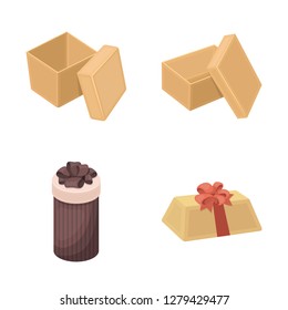 Vector illustration of cardboard and delivery  symbol. Set of cardboard and label stock symbol for web.
