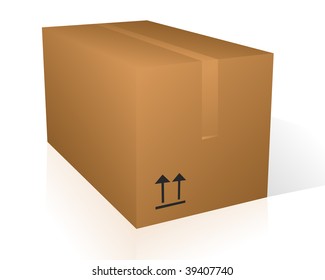 Vector illustration of a cardboard moving box over a white background with space for your text