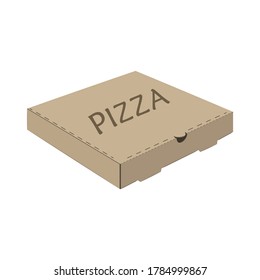 Vector illustration of cardboard pizza box isolated on white background