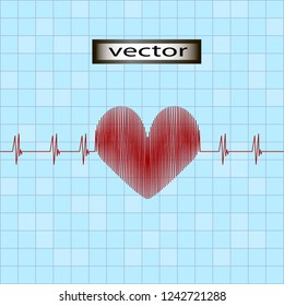 Vector illustration of cardiac ECG graph cardiac rhythm health care.