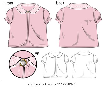 Vector illustration of Cardigan. Front and back views