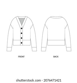 Vector illustration of cardigan. Cardigan template design.