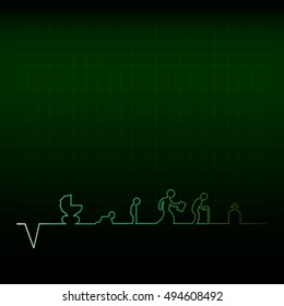 Vector illustration of cardiogram of human life.