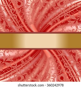 Vector illustration. Cards, labels in the form of wavy fabric or drapes, pink, red, coral color for Valentine's Day, Valentine's Day, February 14, celebration, weddings, engagements.