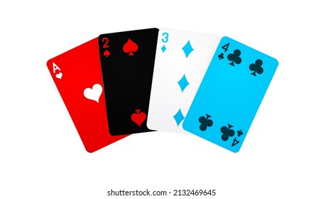 Vector illustration of cards for playing poker and casino isolated on white background. 