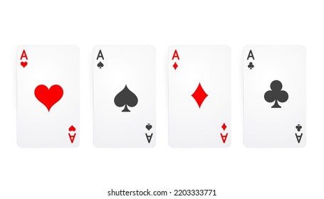 Vector illustration of cards for playing poker and casino isolated on white background. 