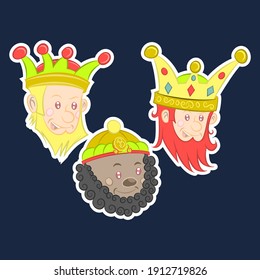 Vector illustration cards template set Cute cartoon character of three wise men