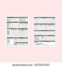 Vector illustration of caregiving log book journal