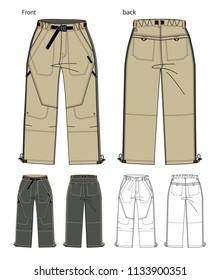 Vector Illustration Cargo Pants Front Back Stock Vector (Royalty Free ...