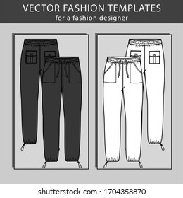 Vector illustration of cargo pants. Front and back views