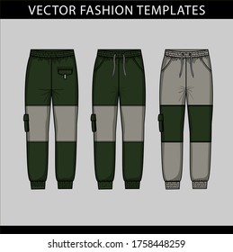 Vector illustration of cargo pants. Front and back views