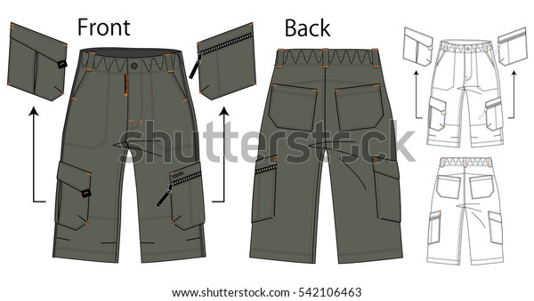 Vector Illustration Cargo Pants Front Back Stock Vector (Royalty Free ...