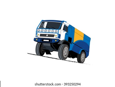 Vector illustration of Cargo rally truck Kamaz