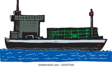 Vector illustration of cargo ship