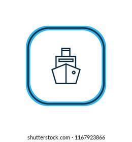 Vector illustration of cargo ship icon line. Beautiful transport element also can be used as cruise icon element.