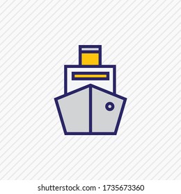 Ilustración vectorial de la línea coloreada del icono del buque de carga. Un bello elemento de transporte también se puede usar como elemento icono de crucero.