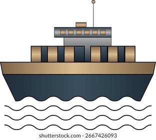 Ilustración vectorial del buque de carga en el mar 