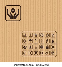 vector illustration of cargo symbol on cardboard texture