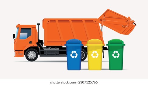 Vector illustration cargo transport. Garbage and household waste disposal