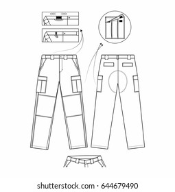 Vector Illustration Cargo Trouser Stock Vector (Royalty Free) 644679490 ...