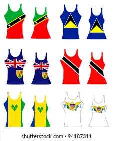 Vector illustration of Caribbean Tank Tops for men and women.