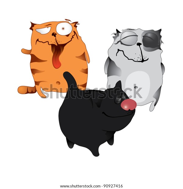 Vector Illustration Caricature Group Cats Stock Vector Royalty Free 90927416 Shutterstock 