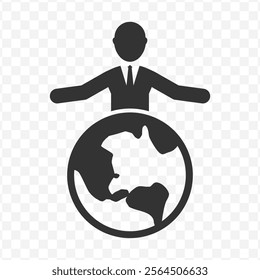 Vector illustration of caring for the earth icon in dark color and transparent background(PNG).