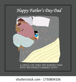 vector illustration of caring father and his child