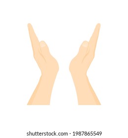 Ilustración vectorial de una pose manual cuidadosa, útil y pacífica. diseño plano vectorial sobre fondo aislado.