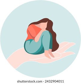 Vector illustration caring for a woman