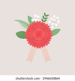 Vector illustration of a carnation corsage.