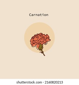 ilustración vectorial de una clavel en un estilo simple dibujado a mano