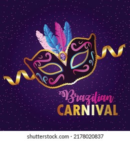 Vector illustration of carnival brazil festival with creative mask 