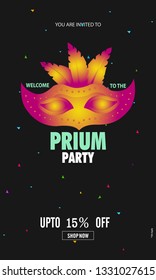 Vector illustration with carnival and celebratory objects. Template for carnival, invitation, poster, flayer, funfair. Flat style. - Vector