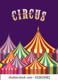 vector illustration carnival circus tent poster board bright picture of awnings