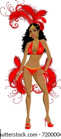 Vector Illustration for carnival costume or las vegas showgirl.