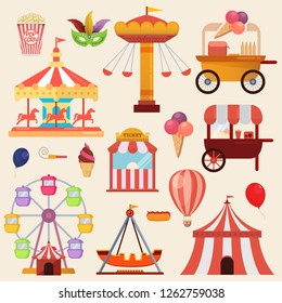 Vector illustration of the carnival funfair design elements