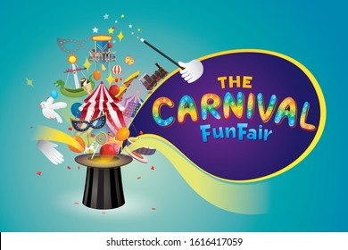Vector illustration of the carnival funfair design. 