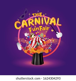 Vector illustration of the carnival funfair design. 