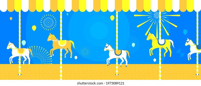 Vector illustration of the carnival funfair design with amusement park attractions background.