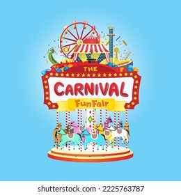 Vector illustration of the carnival funfair design. 